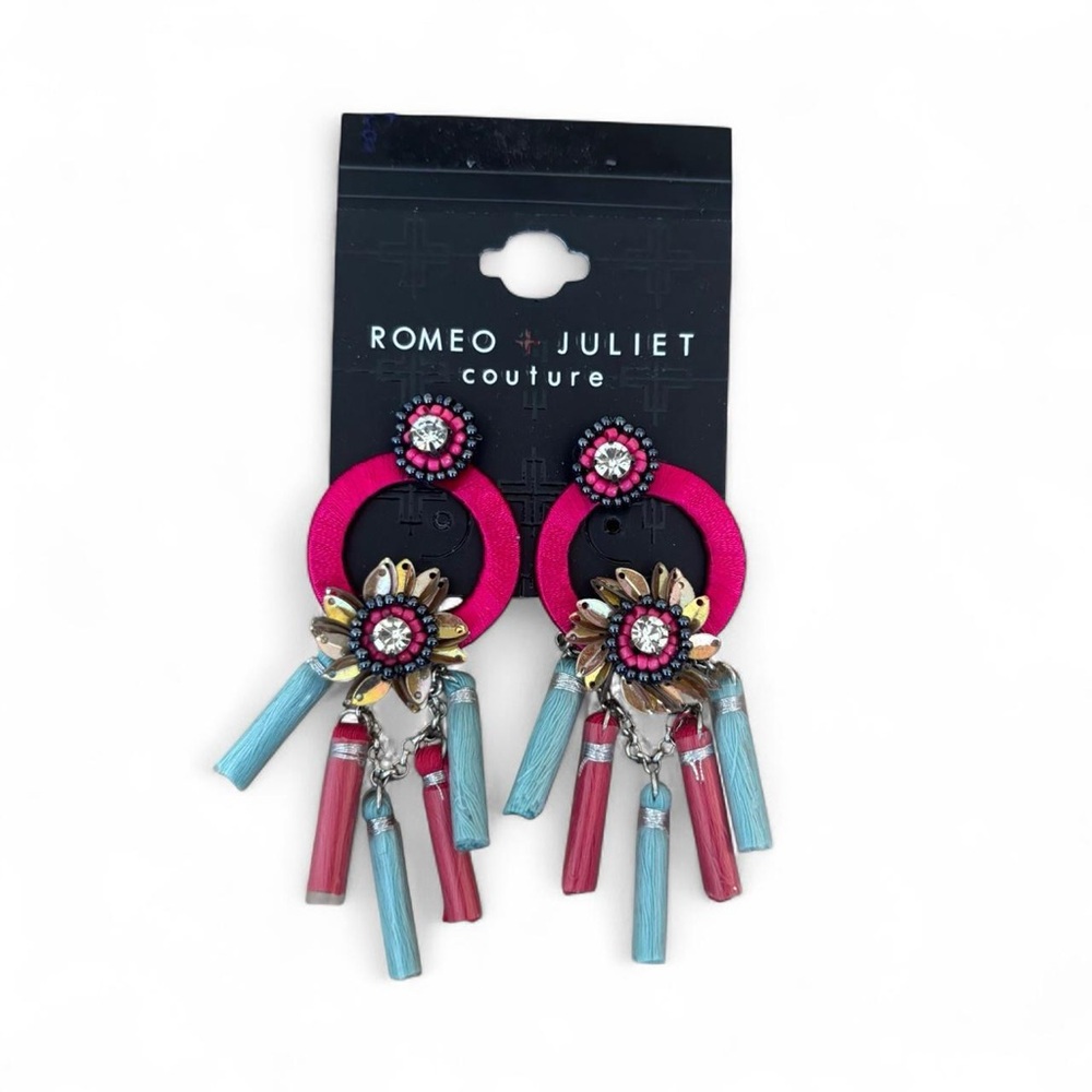 Romeo & Juliet Couture Vibrant Pink and Teal Earrings